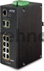 IGS-10020PT индустриальный PoE коммутатор для монтажа в DIN-рейку IP30 L2+ SNMP Manageable 8-Port Gigabit POE(Af) Switch + 2-Port Gigabit SFP Industrial Switch (-40 to 75 C), ERPS Ring Supported, 1588