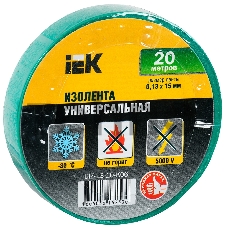 Изолента Iek UIZ-13-10-K06 0,13х15 мм зеленая 20 метров ИЭК