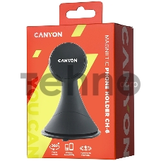 Автодержатель для смартфона на панели приборов и ветровом стекле Canyon Car Holder for Smartphones,magnetic suction function ,with 2 plates(rectangle/circle), black ,97*67.5*107mm 0.068kg