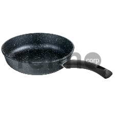 Сковорода Великие Реки Жар-24КП литая, классическая каменная, черное, покрытое дно, прямые борта, ручка soft-touch 24 см