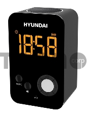 Радиобудильник Hyundai H-RCL300 черный LCD подсв:оранжевая часы:цифровые FM