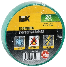 Изолента Iek UIZ-13-10-K06 0,13х15 мм зеленая 20 метров ИЭК