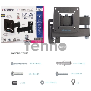 Кронштейн Kromax OPTIMA-104 black, 10-28, max 25 кг, настенный, VESA 100x100 мм