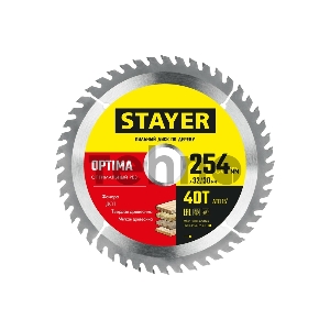 Диск пильный по дереву, оптимальный рез STAYER OPTIMA 254 x 32/30мм 40Т