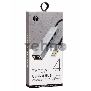 Переходник USB 3.0 -->RJ-45 1000Mbps+3 USB3.0, Aluminum Shell, 0.2м VCOM <DH312A>