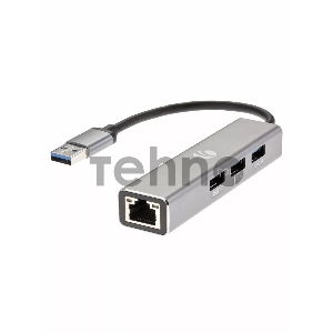 Переходник USB 3.0 -->RJ-45 1000Mbps+3 USB3.0, Aluminum Shell, 0.2м VCOM <DH312A>