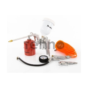 Набор пневмоинструмента MATRIX 57304  5 предметов быстросъемное соед. краскорасп. с верхним бачком