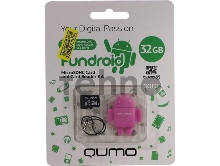 Комплект QUMO для мобильных устройств MicroSD 32GB CL 10 + USB картридер FUNDROID розовый (QM32GCR-MSD10-FD-PNK)