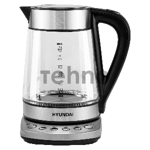 Чайник электрический Hyundai HYK-G3026 1.7л. 2200Вт серебристый/черный (корпус: стекло)