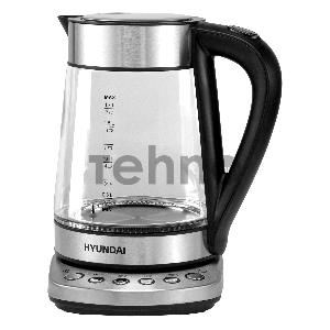 Чайник электрический Hyundai HYK-G3026 1.7л. 2200Вт серебристый/черный (корпус: стекло)