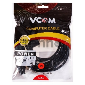 Кабель питания VCOM для ноутбуков 3М 3G*0.5mm 220V (CE022-CU) VDE стандарт