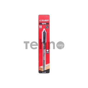 Сверло перовое по дереву, ЗУБР 10x152мм, с боковыми подрезателями