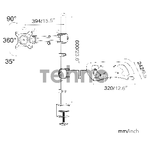 Кронштейн для монитора/ноутбука Cactus CS-VM-LH07-AL серебряный 13