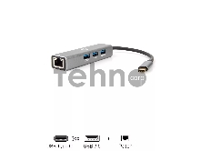 Кабель-концентратор USB 3.1 Type-Cm --> RJ-45+3port USB3.0(f) Aluminum Shell VCOM <DH311A>