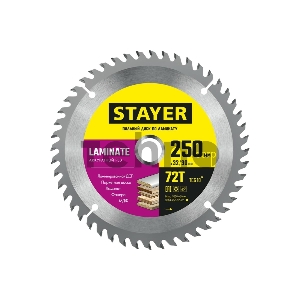 Диск пильный по ламинату, аккуратный рез STAYER LAMINATE 250 x 32/30мм 72Т Диск пильный по ламинату, аккуратный рез STAYER LAMINATE 250 x 32/30мм 72Т