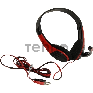 Наушники с микрофоном Oklick HS-M150 черный/красный 2.2м накладные (NO-003N)