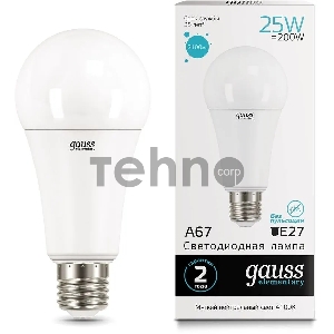 Светодиодная лампа GAUSS 73225 LED Elementary A67 25W E27 2100lm 4100K 1/10/50 0