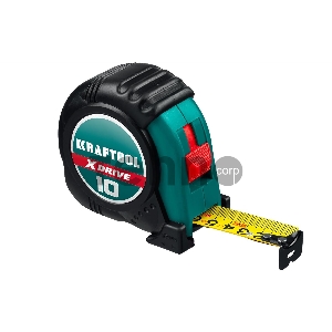 Рулетка KRAFTOOL X-Drive 10м / 25мм с ударостойким обрезиненным корпусом