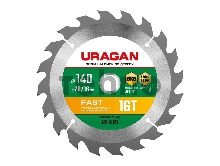 Диск URAGAN Fast 140x20/16мм 16Т, диск пильный по дереву