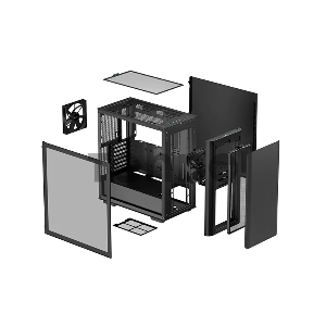 Корпус Deepcool CK500 без БП, боковое окно (закаленное стекло), 1x140мм вентилятор спереди и 1x140мм вентилятор сзади, черный, ATX