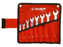 Набор комбинированных гаечных ключей Зубр 8 шт 6 - 17 мм 27087-H8_z01 Набор комбинированных гаечных ключей Зубр 8 шт 6 - 17 мм 27087-H8_z01