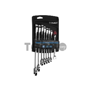 Набор комбинированных гаечных ключей Зубр трещоточных 8 шт, 8 - 19 мм, 27074-H8_z01