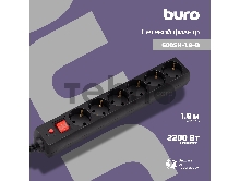 Сетевой фильтр Buro 600SH-1.8-B 1.8м (6 розеток) черный (коробка)