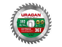 Диск URAGAN Optima 190х30/20мм 36Т, диск пильный по дереву