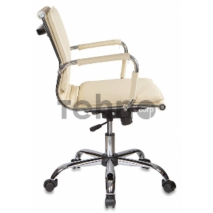 Кресло руководителя Бюрократ CH-993-Low/Ivory низкая спинка слоновая кость искусственная кожа крестовина хромированная