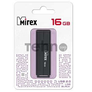 Флеш Диск 16GB Mirex Line, USB 2.0, Черный