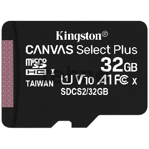 Флеш карта microSDHC 32GB microSDXC Class10 Kingston <SDCS2/32GBSP> Class10 UHS-I Canvas Select up to 100MB/s
