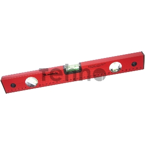 Уровень MATRIX алюминиевый, 400 мм, 3 глазка, красный, линейка// 33220