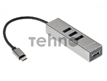 Переходник USB 3.1 Type-C -->4 USB3.0, Aluminum Shell, 0.2м Telecom <TA310C>