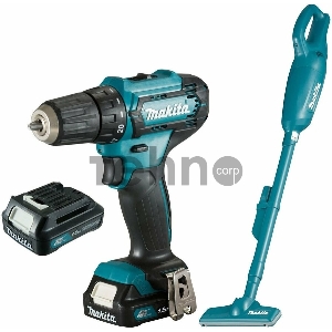 Набор инструментов Makita CXT: дрель-шуруповерт DF333DZ + пылесос CL106FDZ + 2 аккумулятора BL1016 + з/у DC10WD CLX226X1