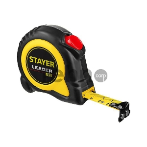 Рулетка с автостопом в ударостойком обрезиненном корпусе STAYER LEADER 5м / 19мм