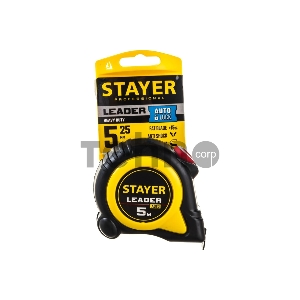 Рулетка с автостопом в ударостойком обрезиненном корпусе STAYER LEADER 5м / 25мм