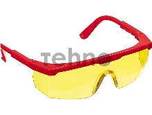 Защитные жёлтые очки ЗУБР СПЕКТР 5 монолинза с дополнительной боковой защитой, открытого типа