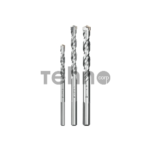 Набор сверл по бетону ЗУБР ПРОФЕССИОНАЛ 3 шт: d 6-8-10 мм усиленных, 3-х гранный хвостовик