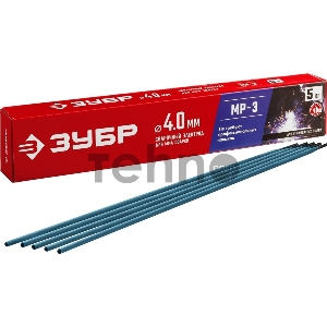 Электрод ЗУБР сварочный МР-3 с рутиловым покрытием, для ММА сварки, d 4.0 х 450 мм, 5 кг в коробке.