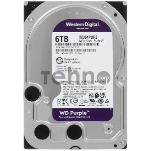 Жесткий диск WESTERN DIGITAL Purple Surveillance 6Тб Наличие SATA 3.0 256 Мб 5400 об/мин 3,5