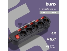 Сетевой фильтр Buro 500SH-1.8-SW-B 1.8м (5 розеток) черный (коробка)