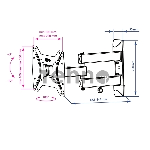 Кронштейн Kromax DIX-22 black для TV 15-48 max 35 кг