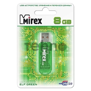 Флеш Диск 8GB Mirex Elf, USB 2.0, Зеленый