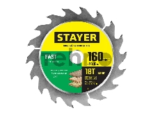 Диск пильный по дереву, быстрый рез STAYER FAST 160 x 20/16мм 18T