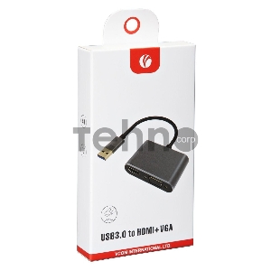 Кабель-переходник USB 3.0 (Am) --> HDMI(f)+VGA(f), Aluminum Shell, VCOM <CU322M>