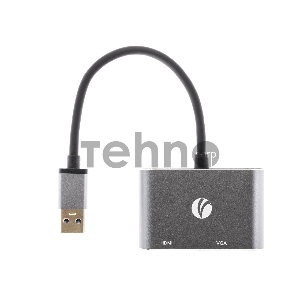 Кабель-переходник USB 3.0 (Am) --> HDMI(f)+VGA(f), Aluminum Shell, VCOM <CU322M>