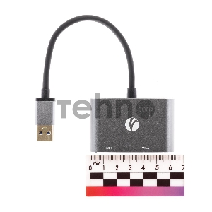 Кабель-переходник USB 3.0 (Am) --> HDMI(f)+VGA(f), Aluminum Shell, VCOM <CU322M>