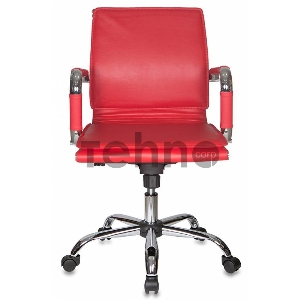 Кресло руководителя Бюрократ CH-993-Low/Red низкая спинка красный искусственная кожа крестовина хромированная