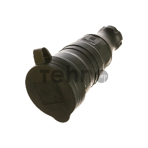 Розетка 1-м Омега РБп13-1-0м с защ. крышкой переносная с заземл. IP44 черн. каучук ИЭК PKR21-016-2-K02