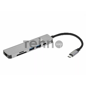 Адаптер Type-CM-->PD+2*USB3.0+TF+SD+HDMI(4K*30Hz)AlumiShell, VCOM <CU4371>